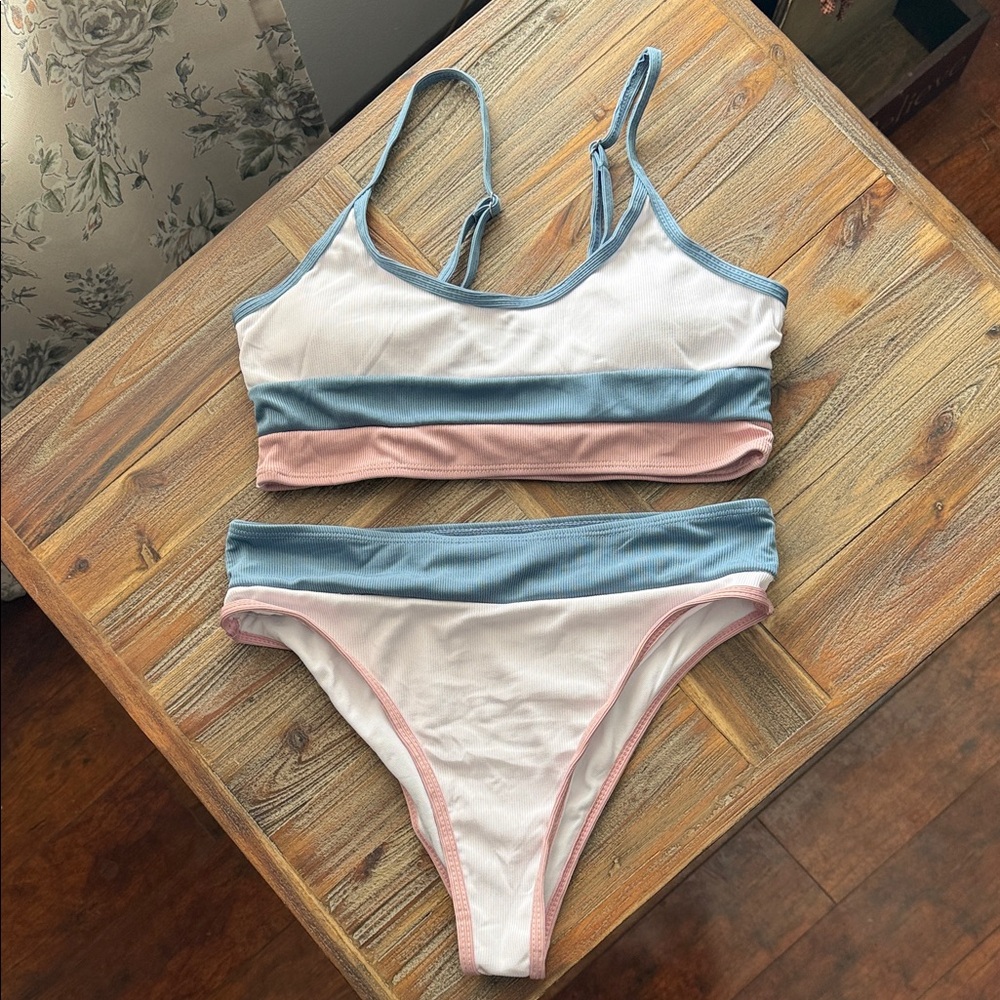 SHEIN Blue and Pink Bikini Set